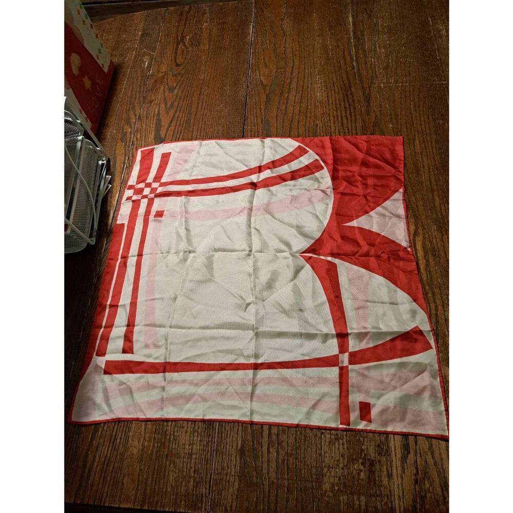Vintage Red White Pink Womens Ladies Scarf 23x23